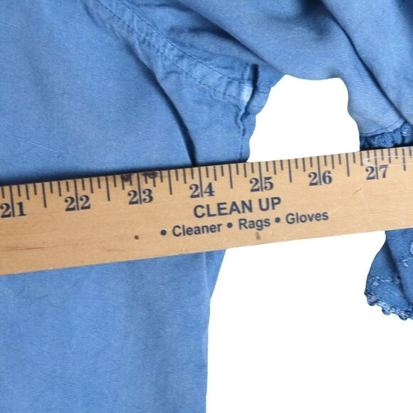 The Paragon 2X Blue Embroidered Button Front Top Rayon Boho Tunic Shirt - Picture 5 of 8